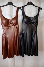Leather mini sexy dress