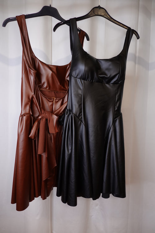 Leather mini sexy dress