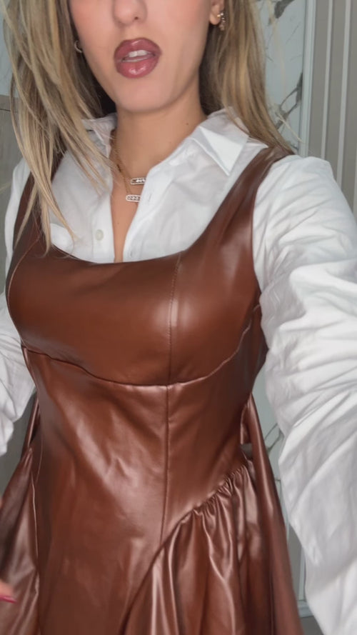 Leather mini sexy dress